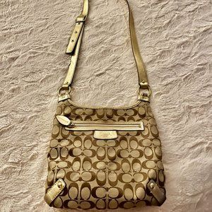 Coach Est 1941 Canvas Crossbody Bag Purse Zipper Pocket, Gold CC Logo
